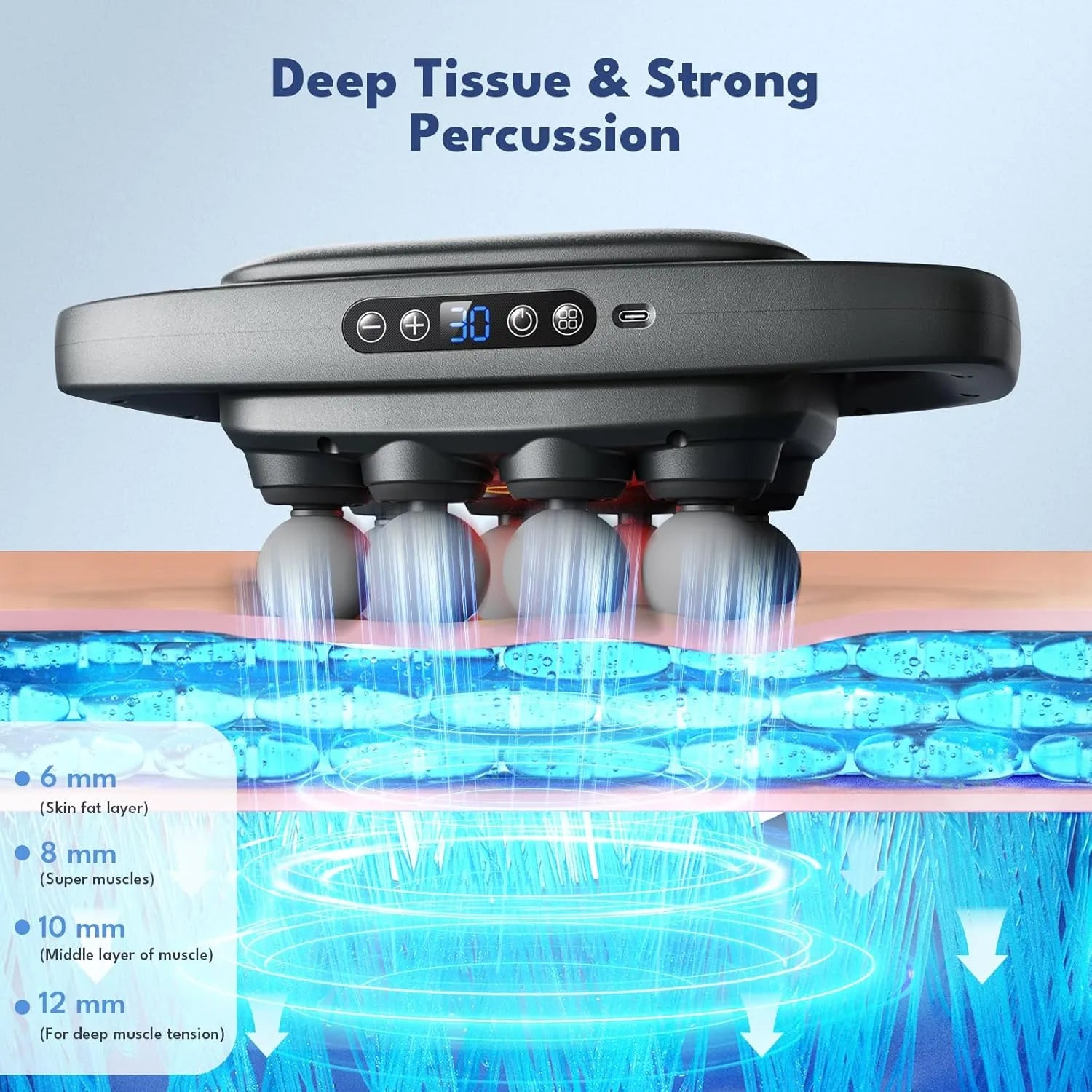 8 Head Massage Gun for Back, Shoulders, Legs,  & Muscle Pain Relief
